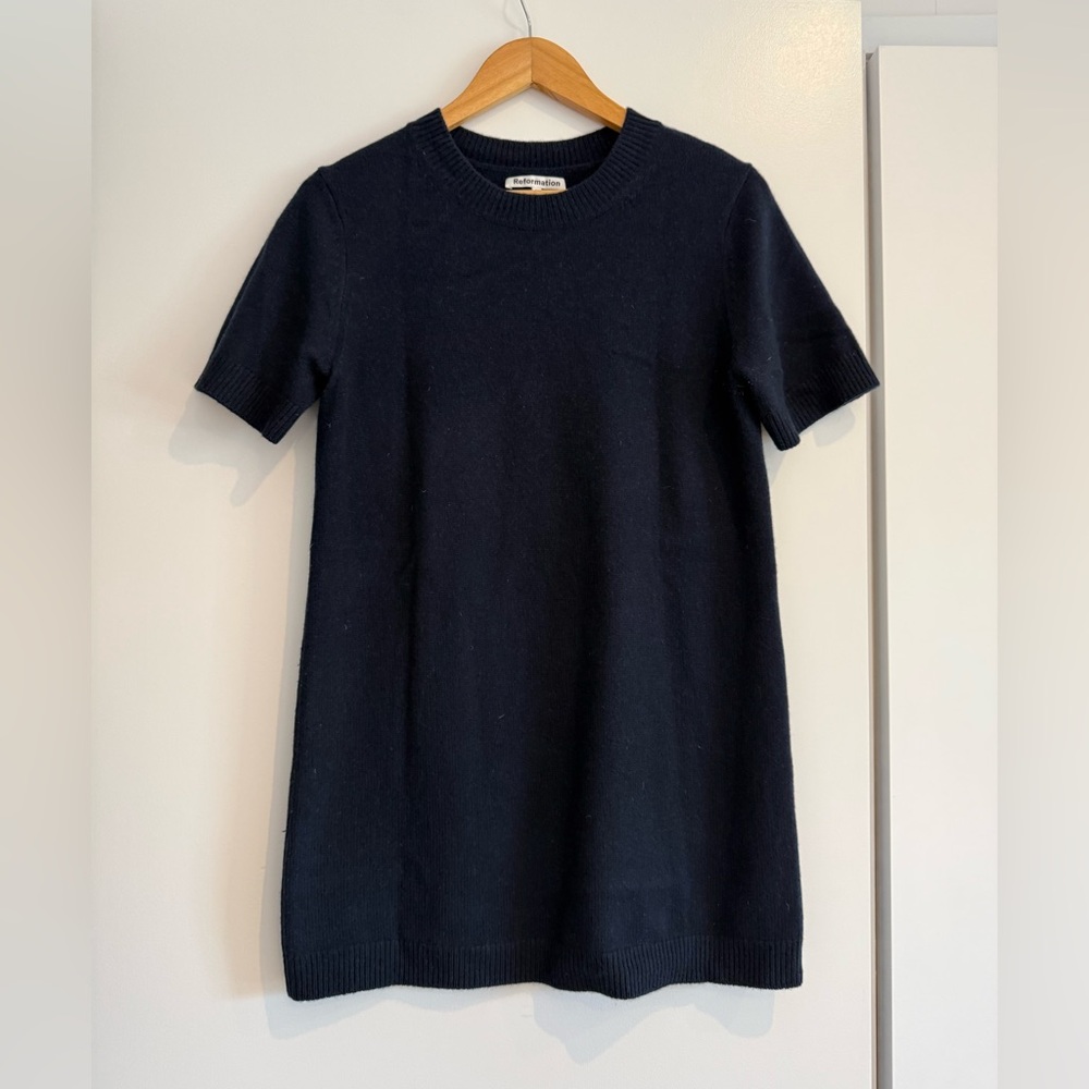 Reformation Navy Cashmere Sweater Dress Medium